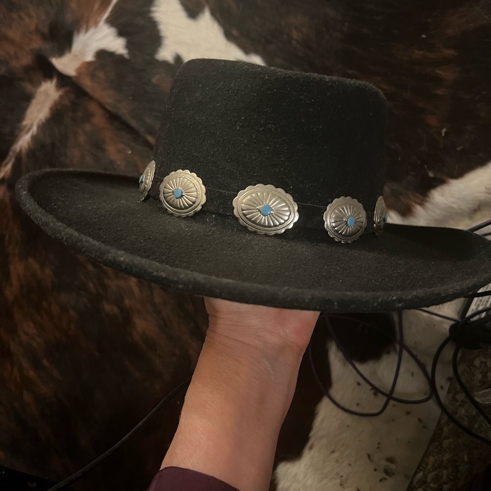 Black Western Hat with Silver Conchos